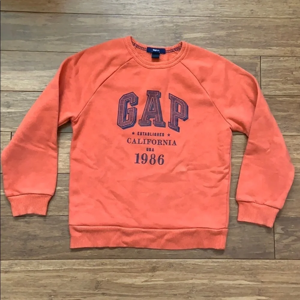 ☀️ 3/$36 or 2/$30 GAP Boys Sweatshirt Orange/Navy Sz Small